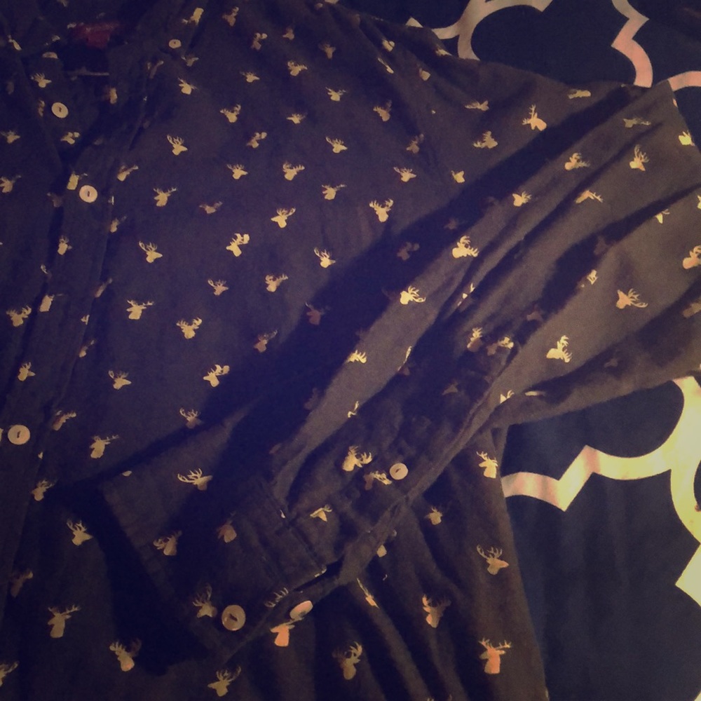 Deer print button down